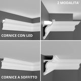 KH916 da 2 metri - Cornici velette per led a soffitto e parete, per illuminazione indiretta con le strisce led