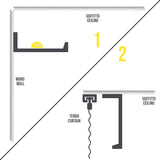 NH2 - Cornici velette per led a soffitto e parete per illuminazione indiretta con le strisce led e per cartongesso - 2 metri